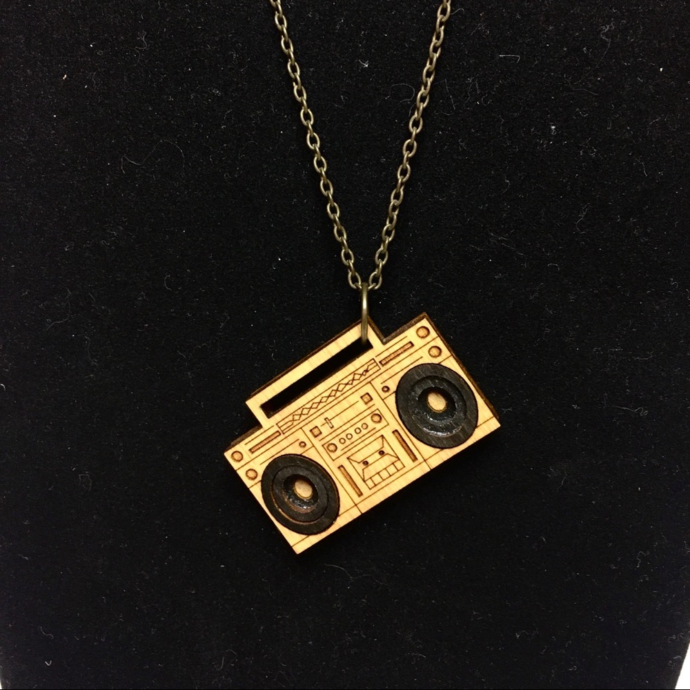 Boombox necklace artisan made